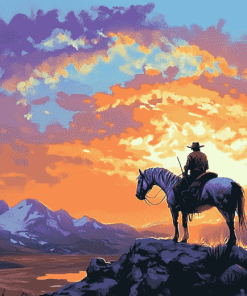 End Of The Trail Mountain Silhouette Diamond Painting