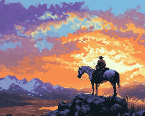 End Of The Trail Mountain Silhouette Diamond Painting