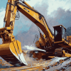 Excavator Engines Diamond Painting