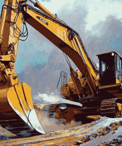 Excavator Engines Diamond Painting