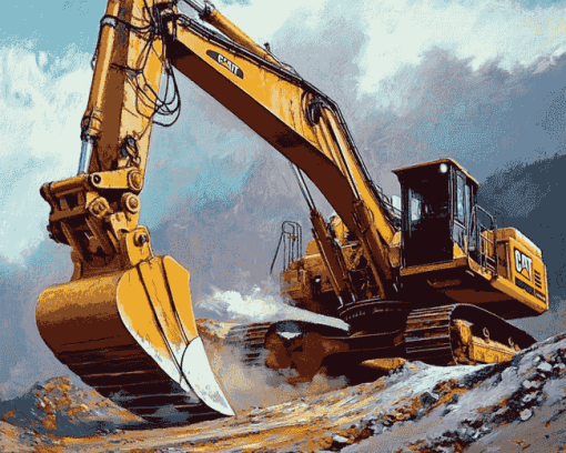 Excavator Engines Diamond Painting