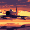 F86 Sabre Jet at Sunset Diamond Painting