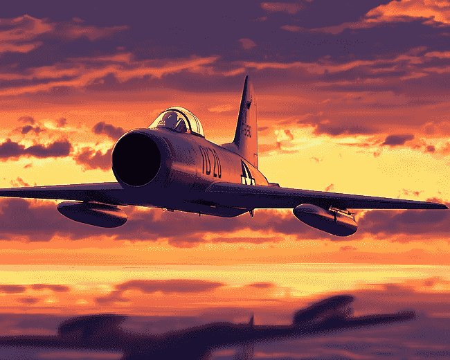 Finalizing F86 Sabre Jet at Sunset Artwork