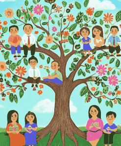 Family Tree Cartoon Diamond Painting