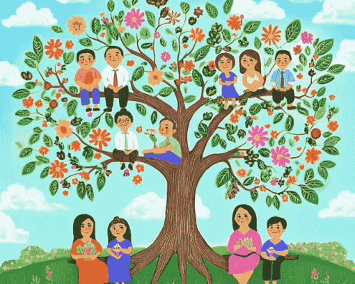 Family Tree Cartoon Diamond Painting