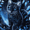 Fantasy Blue Black Kitty Diamond Painting