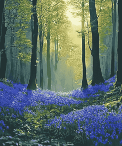 Fantasy Bluebells Forest Diamond Painting