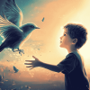 Fantasy Boy and Bird Scene Diamond Painting