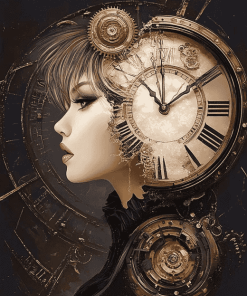 Fantasy Clock Woman Diamond Painting