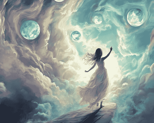 Fantasy Clouds Girl Diamond Painting