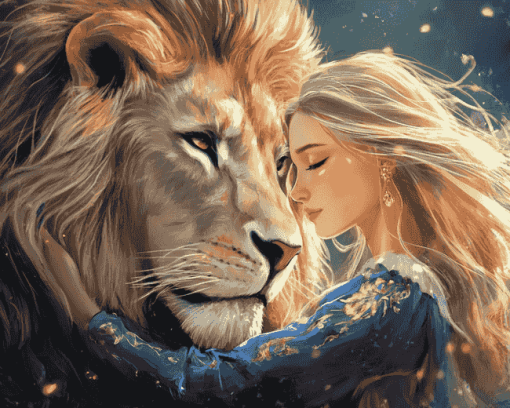 Fantasy Girl and Lion Diamond Painting