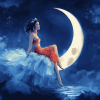 Fantasy Girl on Crescent Moon Diamond Painting