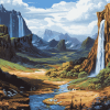 Fantasy Landscape Waterfalls Diamond Painting