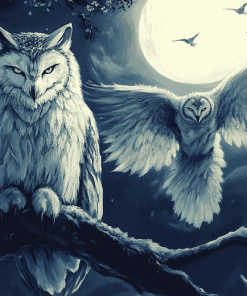 Fantasy Wolf and Owl Diamond Painting