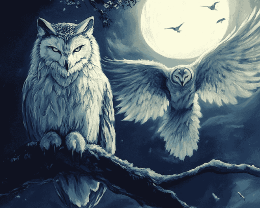 Fantasy Wolf and Owl Diamond Painting