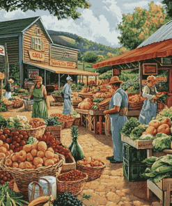 Farmers Market Scene Diamond Painting