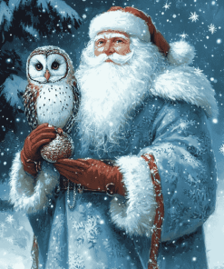 Father Frost Christmas Owl Diamond Painting