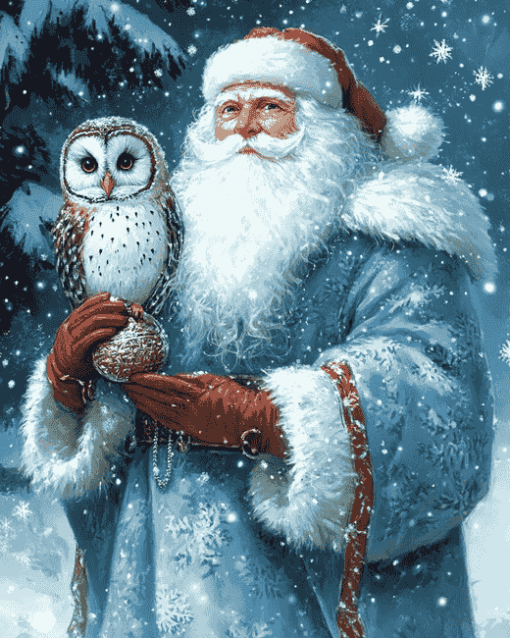 Father Frost Christmas Owl Diamond Painting