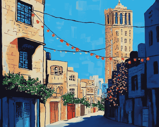 Festive Beirut Skyline Diamond Painting