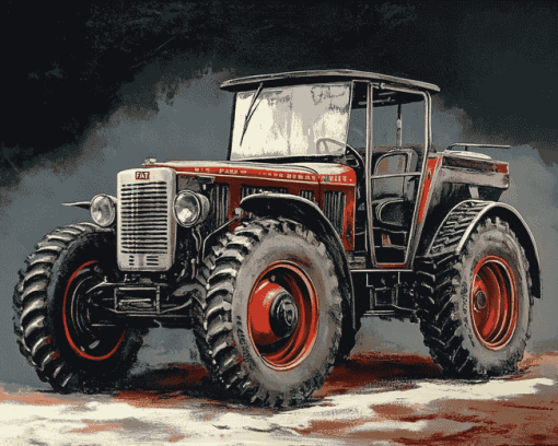 Fiat Tractor Engines Diamond Painting