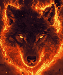 Fire Wolf Diamond Painting