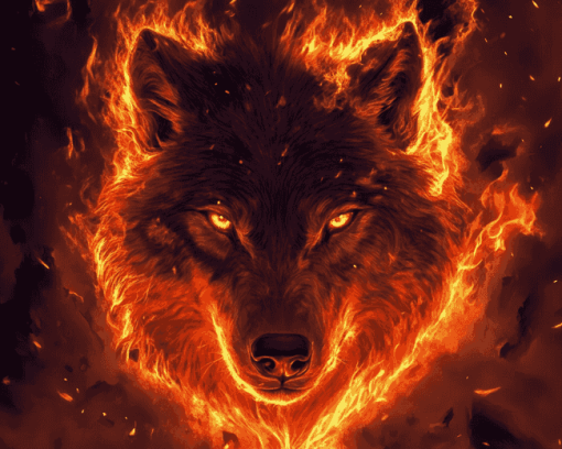 Fire Wolf Diamond Painting