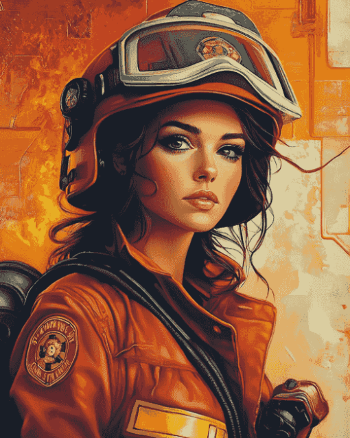 Firefighter Lady Inspired Diamond Painting