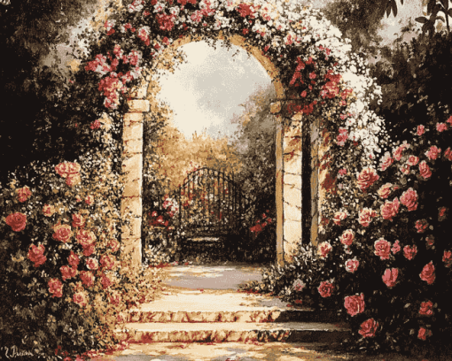 Floral Archway Blossoms Diamond Painting