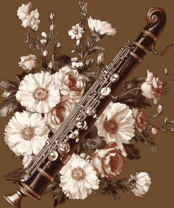 Floral Bassoon Music Diamond Painting