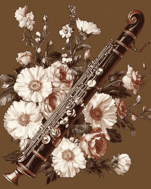 Floral Bassoon Music Diamond Painting