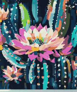 Floral Cactus Blossoms Diamond Painting