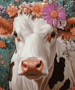 Floral Cow Diamond Painting