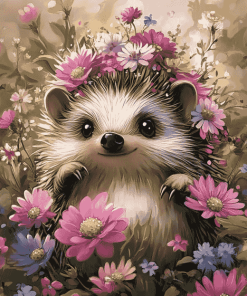 Floral Hedgehog Art Diamond Painting