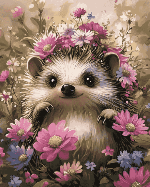 Floral Hedgehog Art Diamond Painting