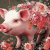 Floral Pig Art Diamond Painting