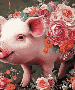 Floral Pig Art Diamond Painting