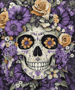 Floral Skull with Roses Diamond Painting