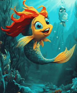 Flounder and Ariel Cartoon Diamond Painting