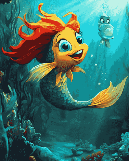 Flounder and Ariel Cartoon Diamond Painting