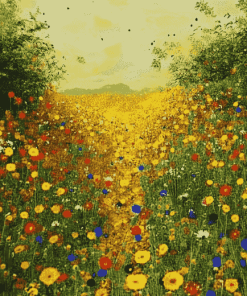 Flower Fields by Klimt Diamond Painting