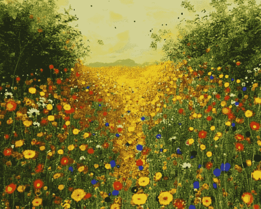 Flower Fields by Klimt Diamond Painting