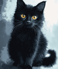 Fluffy Black Kitty Diamond Painting