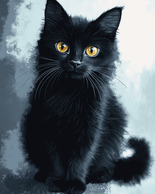 Fluffy Black Kitty Diamond Painting