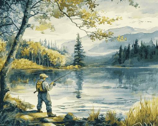 Fly Fishing Cartoons Diamond Painting