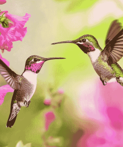 Flying Hummingbirds Pink Diamond Painting