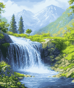 Forest Waterfalls Diamond Painting