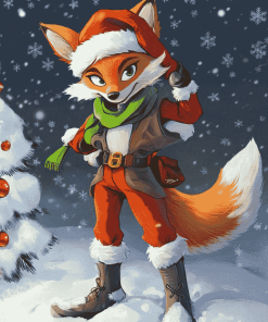 Fox McCloud Christmas Magic Diamond Painting