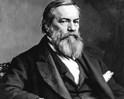 Friedrich Engels Black And White Diamond Painting