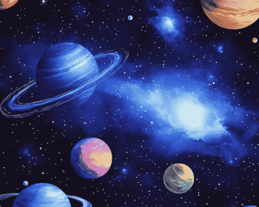 Galaxy Planets Diamond Painting