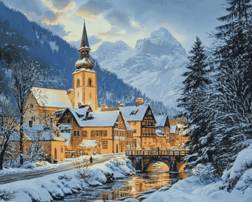 German Bavaria Winter Scenes Diamond Painting